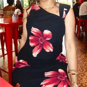 Floral Black and Red Women's Dress